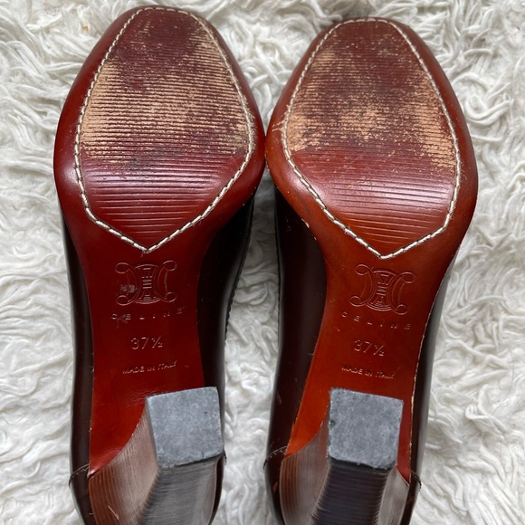 Celine leather work pumps Size 37.5 - Brown/Burgundy colour - Picture 3 of 4